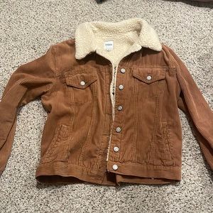 Brown corduroy bomber jacket